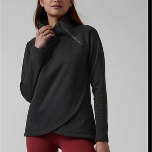 Athleta Dark Charcoal Asymmetric Zip Pullover